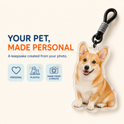 PawPrint Acrylic Pet Keychain | Custom 2D Pet Portrait Keyring | Personalized Gift